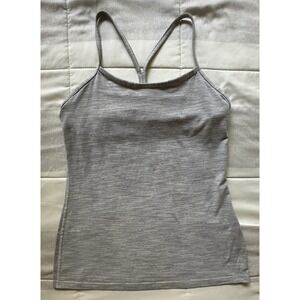 Lululemon Power Y Tank Top Space Dye Gray Heathered Size 12 Built-in Bra
